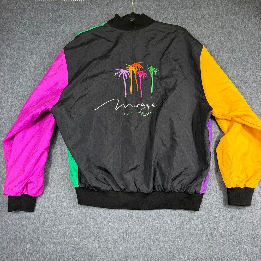 Vintage Mirage Windbreaker Mens XL Multi Zillion Dollar Zinger 1992 Las Vegas